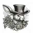 realistic rabbit dressed a George washington monument tattoo design idea