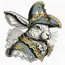 realistic rabbit dressed a George washington monument tattoo design idea