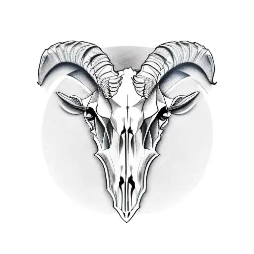 goat skull head tattoo design idea