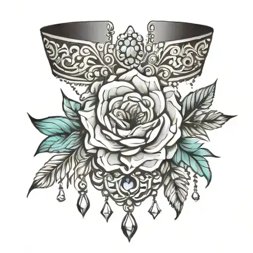 glamorous choker tattoo design idea