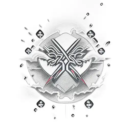 thunder and lighting and breaking heart tattoo design idea