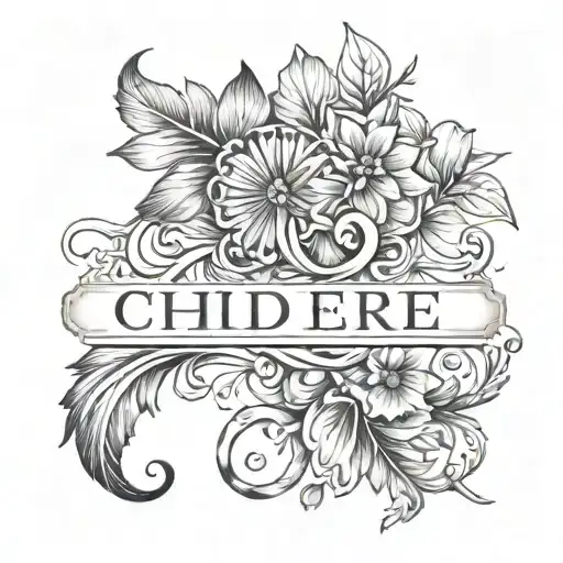 A minimalist tattoo of childere's name written in a soybean font, combining your two favorite things in a subtle way tattoo design idea