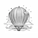 black and white hot air balloon tattoo design idea