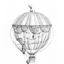 black and white hot air balloon tattoo design idea