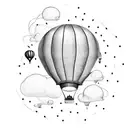 black and white hot air balloon tattoo design idea