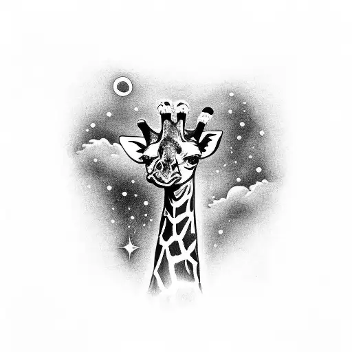 giraffe with stargazer lily tattoo design idea
