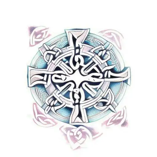 Celtic Cross with a bible verse and the phrase "Bàs no Betha  tattoo design idea