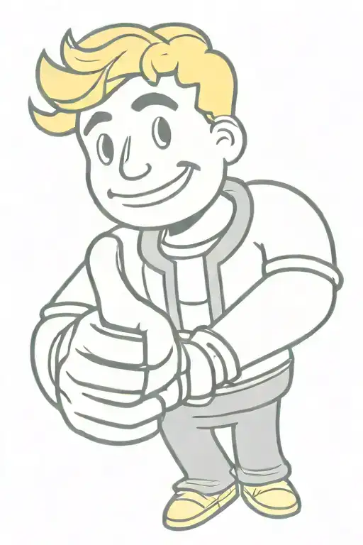 Fallout Vault boy showing thumbs up tattoo design idea