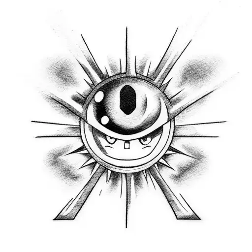 A tattoo of the Dragon Ball Z logo combined with the Sharingan eye from Naruto tattoo design idea