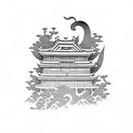 japanese tori gate, with the words itchigo itchi tattoo design idea