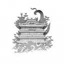 japanese tori gate, with the words itchigo itchi tattoo design idea