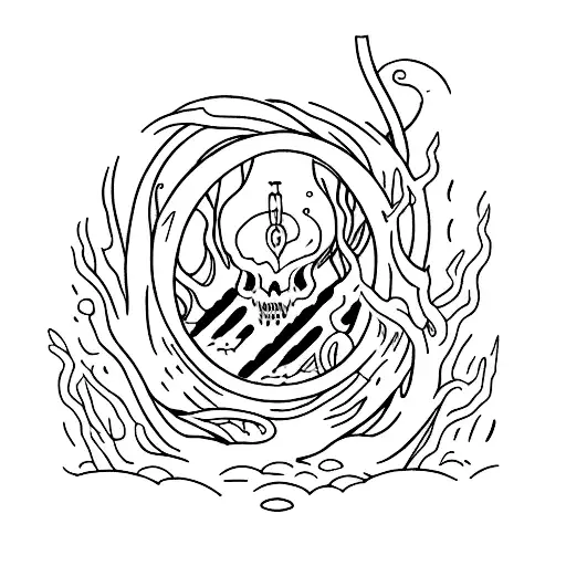 "slowly descend to the underworld" tattoo design idea