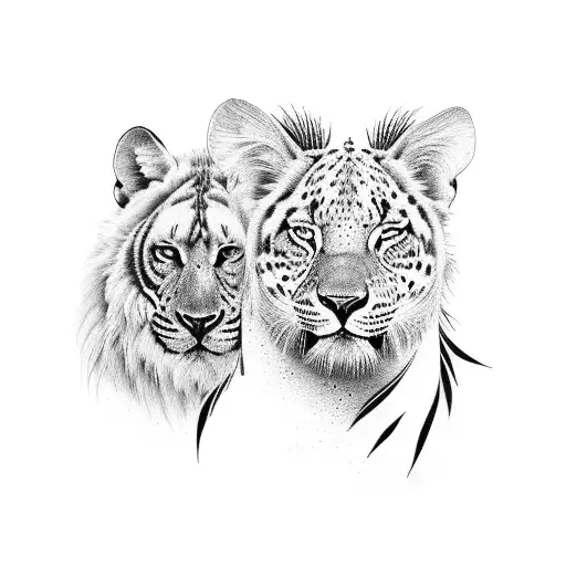 Africa, wildlife and family of 6 tattoo design idea