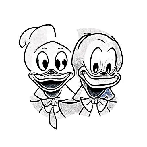 donald duck as the comedy and tragedy masks tattoo design idea