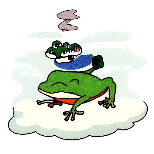Smoking Frog that sits on cloud tattoo design idea