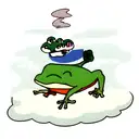 Smoking Frog that sits on cloud tattoo design idea