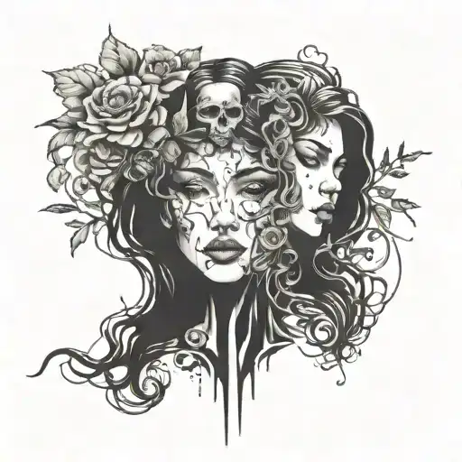 Loneliness, my sister has gone far, I have no friends, I only have myself, I would try to be happy, I try to make money tattoo design idea