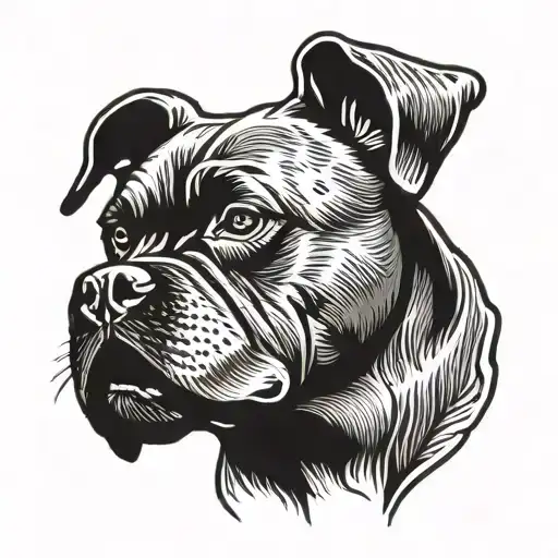 Boxer dog barking tattoo design idea