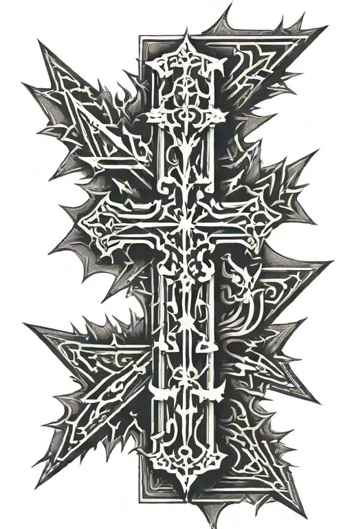 spikes and shadows cross arm tattoo design idea