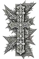 spikes and shadows cross arm tattoo design idea