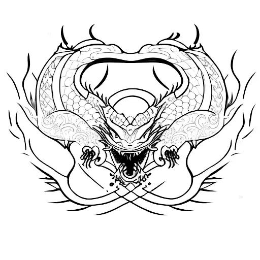 feminine dragon  tattoo design idea
