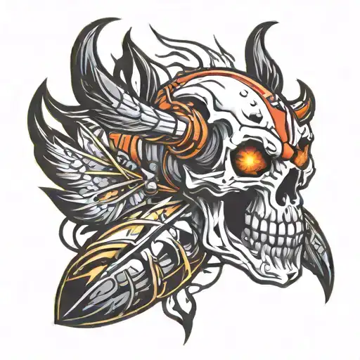 fire hornet skull tattoo design idea