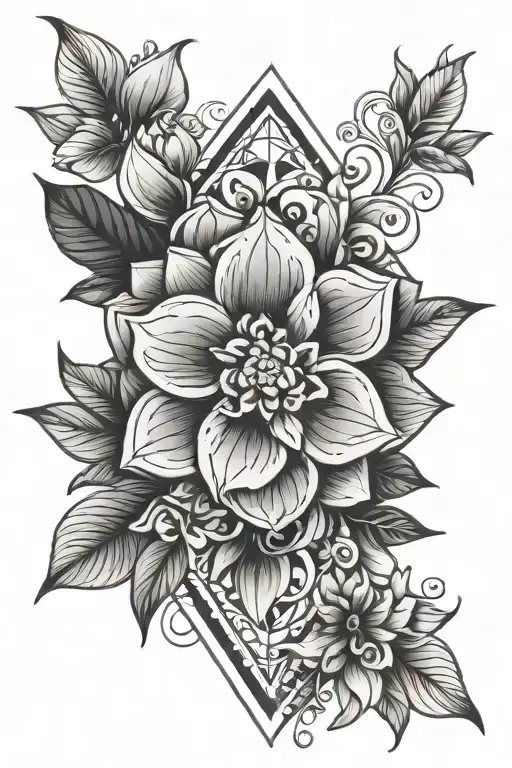 floral geometric design tattoo design idea