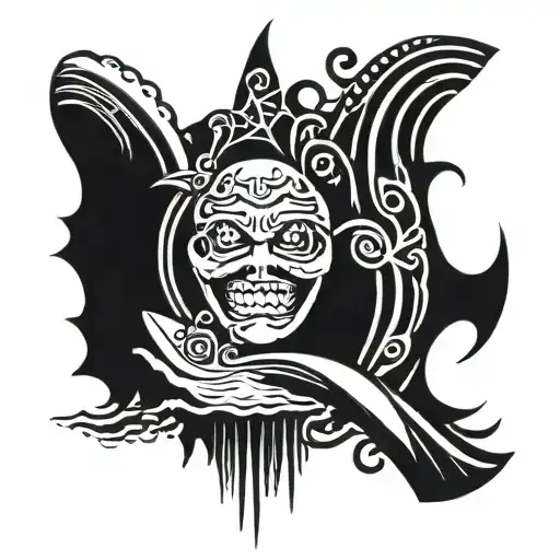 surf and dentist tattoo design idea