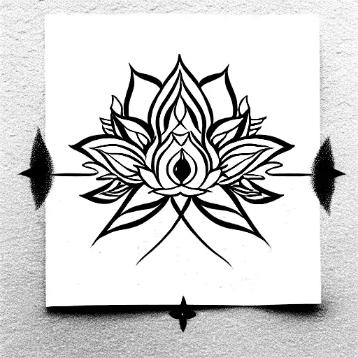 lotus with air sign and mandala tattoo design idea