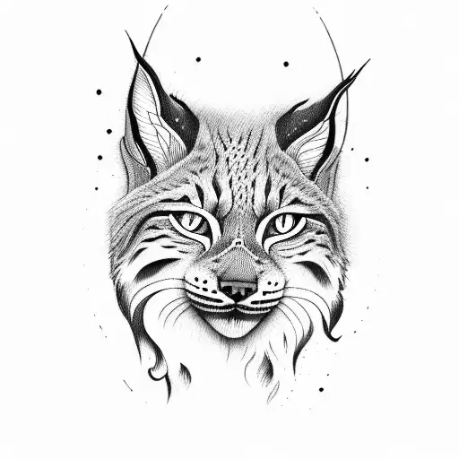 lynx with dagger tattoo design idea