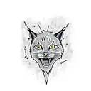 flash traditional lynx with dagger through head tattoo design idea