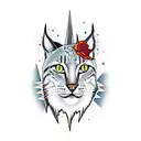 flash traditional lynx with dagger through head tattoo design idea