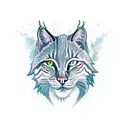 flash traditional lynx with dagger through head tattoo design idea
