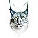 flash traditional lynx with dagger through head tattoo design idea