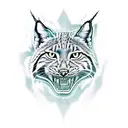 american flash tatoo of a lynx with its mouth open tattoo design idea