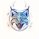 american flash tatoo of a lynx with its mouth open tattoo design idea