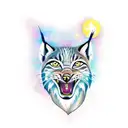 american flash tatoo of a lynx with its mouth open tattoo design idea