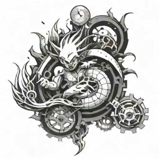 Combine elements from Dragon Ball with mechanical gears to create a futuristic dragon ball tattoo design tattoo design idea