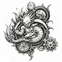 Combine elements from Dragon Ball with mechanical gears to create a futuristic dragon ball tattoo design tattoo design idea