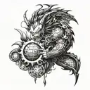 Combine elements from Dragon Ball with mechanical gears to create a futuristic dragon ball tattoo design tattoo design idea