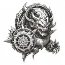 Combine elements from Dragon Ball with mechanical gears to create a futuristic dragon ball tattoo design tattoo design idea