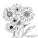 a daisy and a violet with crossing stems tattoo design idea