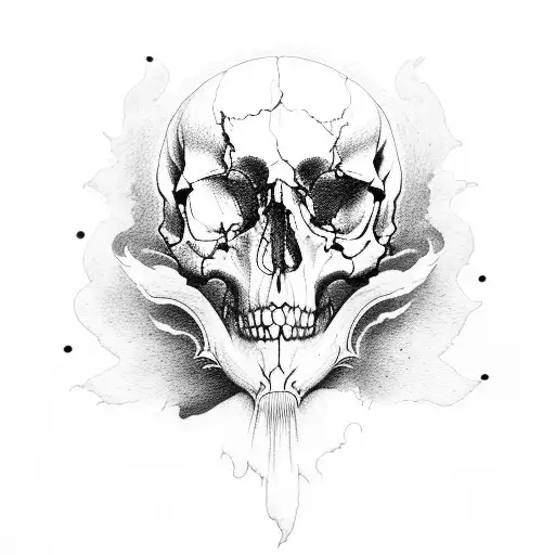 Icarus skull blood tattoo design idea