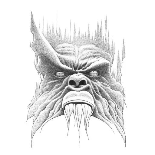 Sasquatch as the ball in tame impala album tattoo design idea