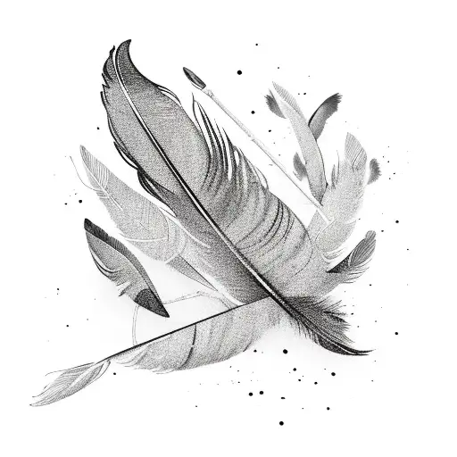 A feather transforming into a flock of birds tattoo design idea