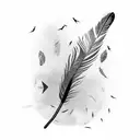 A feather transforming into a flock of birds tattoo design idea