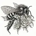 bee playing the fiddle tattoo design idea