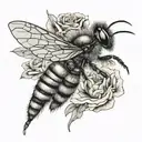 bee playing the fiddle tattoo design idea