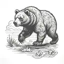 a bear walking along in American traditional style  tattoo design idea