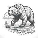 a bear walking along in American traditional style  tattoo design idea